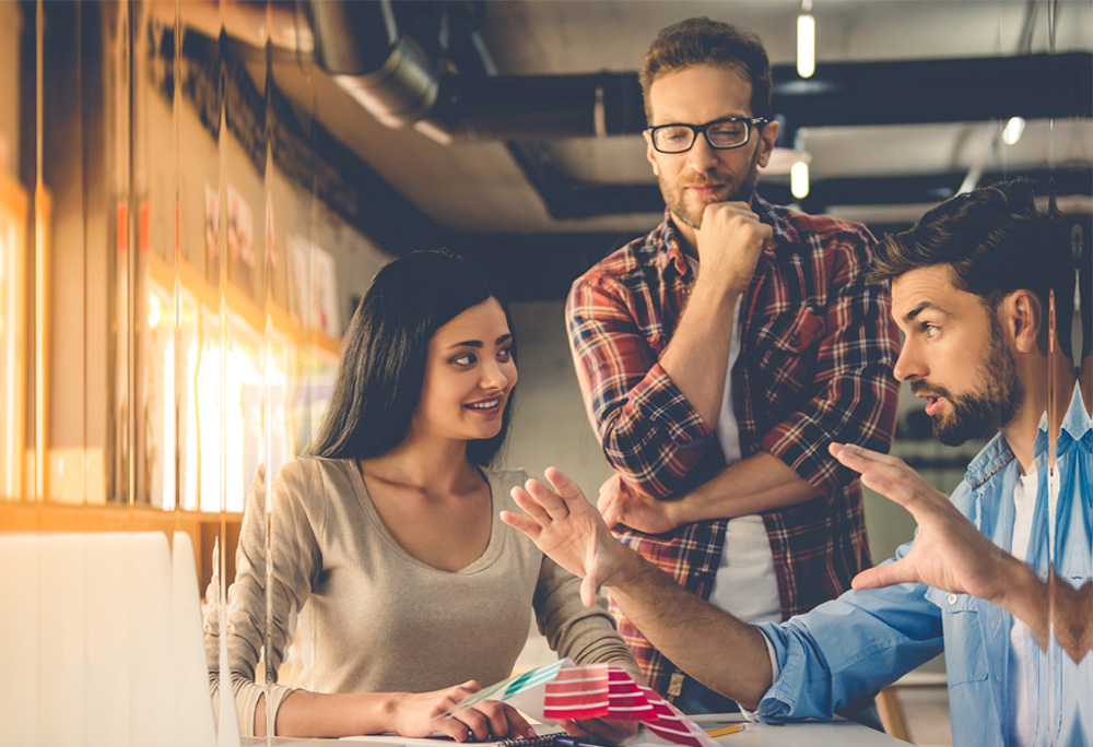 Team brainstorming creative ideas